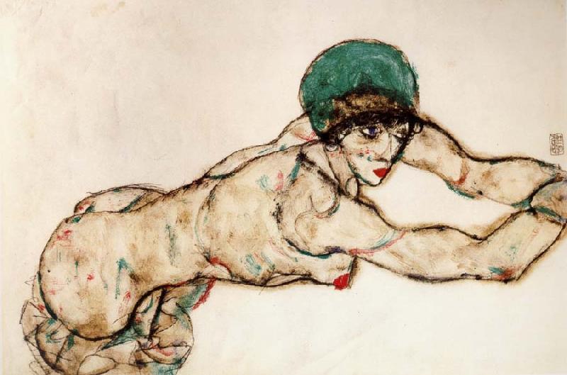 Egon Schiele Female Nude to the Right oil painting image